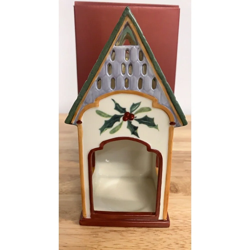 Lenox Winter Greetings Cardinal Birdhouse Votive Candle Holder Catherine McClung
